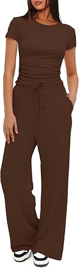 Ruched Short-Sleeve Lounge Set