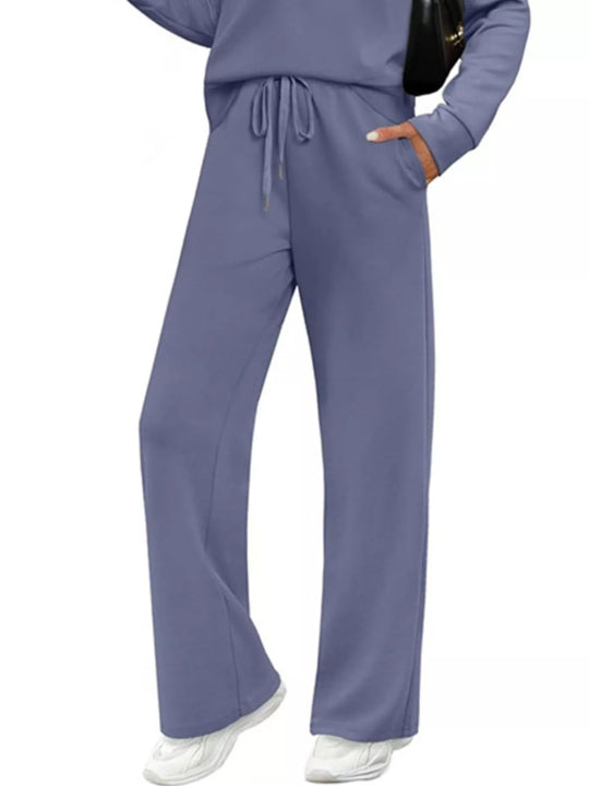 Full Size Casual Long Sleeve Top and Pants Set Plus Size