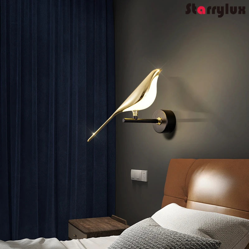 Magpie Wall Light Modern Minimalist Living Room LED Sconce Chinese Lucky Bedroom Hotel Decor